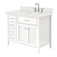 thumbnail image 5 of Ariel Kensington 42 In. Right Offset Oval Single Sink Bathroom Vanity With Carrara White Quartz Countertop 1.5 Edge In White, 5 of 9