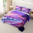 thumbnail image 3 of jejeloiu Purple Tropical Sunset Twin Quilt Set For Girls,Palm Tree Print Twin Coverlet Set,Multicolor,2 Pieces, 3 of 7