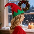 thumbnail image 3 of Dserhfy 2Pcs Christmas Elf Hat Red Green Festive Caps with Bells Soft Holiday Party Headwear for Xmas Photos Events Fashionable Winter Wear, 3 of 8