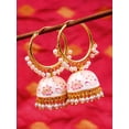 thumbnail image 2 of Crunchy Fashion Bollywood Jewellery Traditional Ethnic Bridal Bride Wedding Bridesmaid Meenakari Lotus Bali Indian Chandbali Jhumka Earrings Jewelry Set For Women (White), 2 of 4