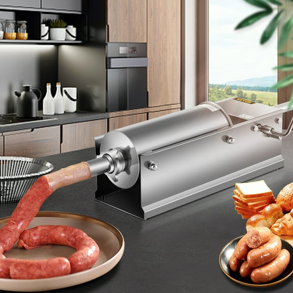 KFFKFF Sausage Stuffer Filler Machine 5L Horizontal Meat Press Maker Stainless Steel