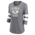 thumbnail image 2 of Women's Fanatics Heathered Gray Los Angeles Rams Throwing Down Scoop Neck 3/4-Sleeve Tri-Blend T-Shirt, 2 of 3