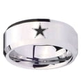 thumbnail image 2 of Tungsten Cowboys Star 8mm Glossy Gray Polished Beveled Edges Men Ring, 2 of 2