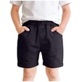 thumbnail image 2 of Zpanxa Cargo Shorts Boys' Cropped Pants Summer Boys' Mid Length Pants Children's Workwear Shorts Solid Color Casual Pants Navy 4-5 Years, 2 of 8