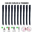 thumbnail image 3 of Seamless Hold 10 PCS Colorful Straight Synthetic Fiber Hair Extension Clip In Hairpieces 20” Inch - Party Highlights Rainbow Hair Accessories for Women Girls - (Black) 10 Pack, 3 of 6