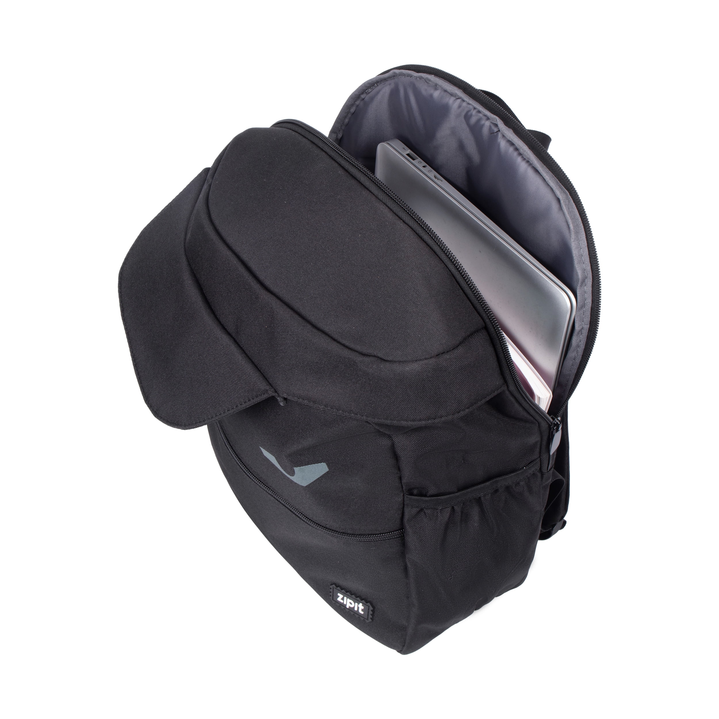 ZIPIT Capster Backpack for Boys, Large Capacity School Bag with Laptop Compartment, Durable Kids and Teen Backpack with Side Pockets, Black