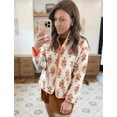 thumbnail image 5 of Women's Cropped Puffer Jacket Floral Print Quilted Puffer Jackets Open Front Lightweight Short Jacket Trendy, 5 of 6