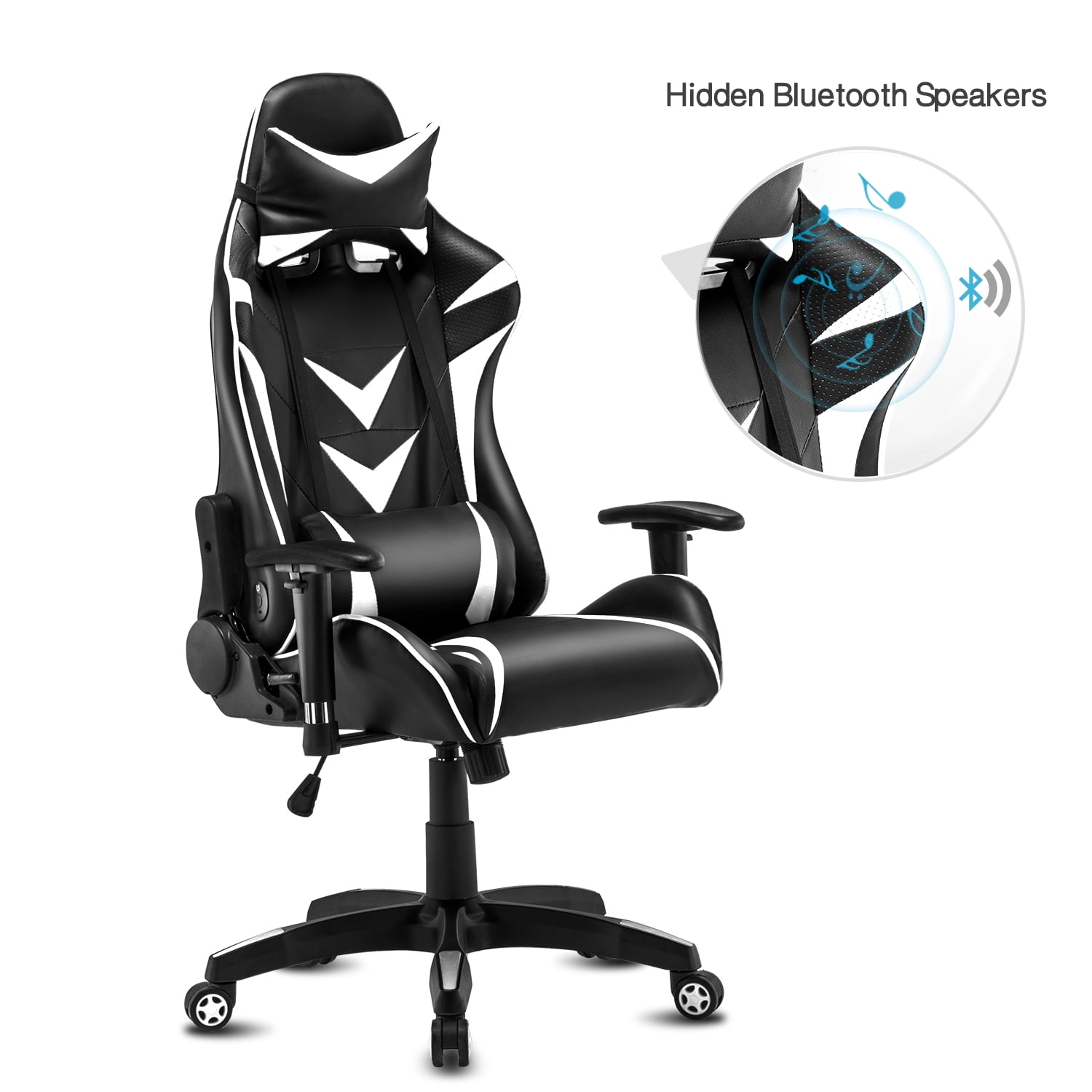 High-Back Swivel Gaming Chair Recliner with Bluetooth 4.1 Version Speakers & Lumbar Support 