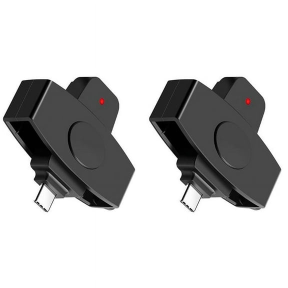 2X CSCR3 Smart CAC Card Reader Type-C Bank Tax Declaration SIM Card/IC Card ID Card Reader,2 x Smart Card Reader,Black