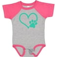 thumbnail image 3 of Inktastic Teal Heart With Paw Print Boys or Girls Baby Bodysuit, 3 of 5