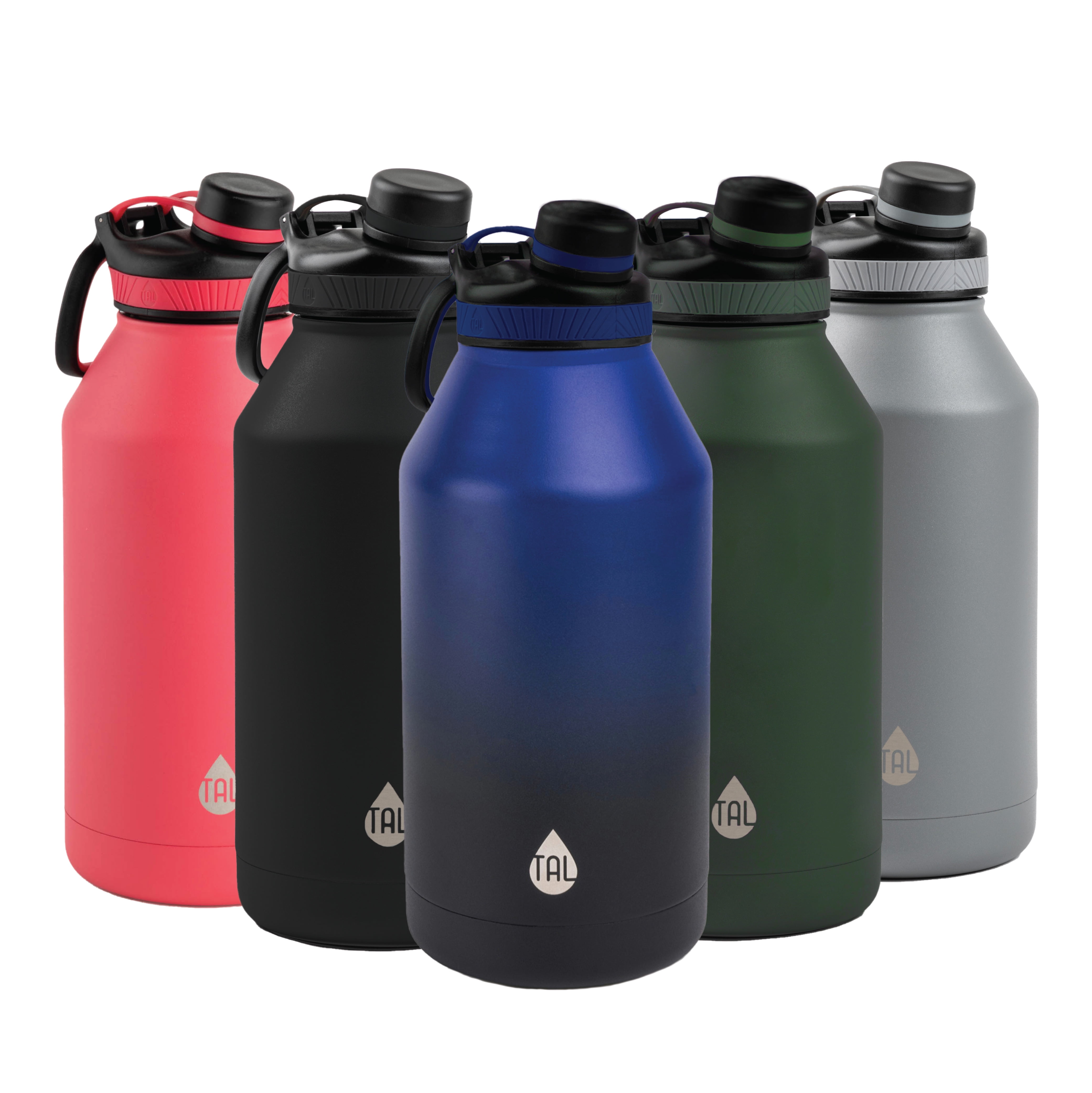 MUHU TAL Ranger 64 oz Black Solid Print Stainless Steel Water Bottle with  Wide Mouth Lid (Coral)