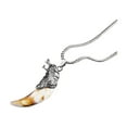 thumbnail image 5 of Hyasfey Men Necklace Wolf Teeth Shape Pendant Punk Style Lightweight Electroplated Neck Jewelry Daily Party Dating Necklace, 5 of 8