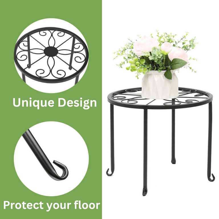 Ktaxon 4 Pack Round Nesting Plant Stand with Scroll Pattern Black Ktaxon 4 Pack Round Nesting Plant Stand with Scroll Pattern Black