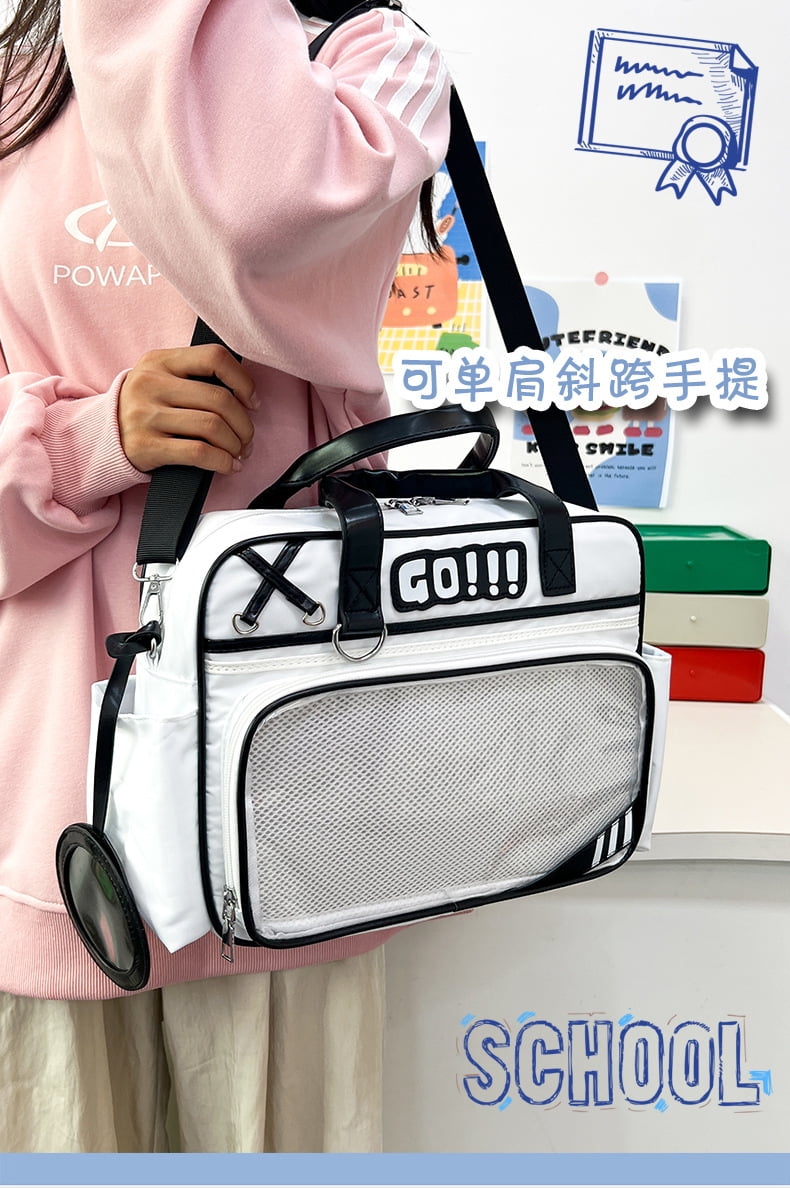 Baguery Y2K Ita Bag - Plush Football Charms Large Capacity Japanese Crossbody Handbag for Women Sports Travel