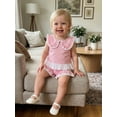 thumbnail image 4 of BemeyourBBs Toddler Baby Girl Summer Clothes Cute Infant Baby Girls Plaid Gingham 2 Piece Outfits Sleeveless Doll Collar Vest Tank Tops Ruffled Shorts Set Toddler Girls Summer Outfit, 4 of 9