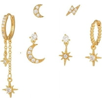 Gold Plated Earrings Dainty Earring Sets For Multiple Piercing Mini Huggie Dangle Hoop With Cz Green Lizard Asymmetrical Cartilage Studs For Women[Z1]