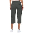 thumbnail image 4 of GXIPO Cargo Capri Pants for Women High Waisted Relaxed Fit Elastic Knit Waist Casual Capris Trousers Cropped Pants Gray M, 4 of 4