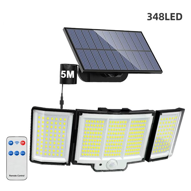 Luz Solar para exteriores con Sensor de movimiento, 328/348 LED, superbrillante, resistente al agua IP65, 3 modos de trabajo, lámpara de pared para jardín