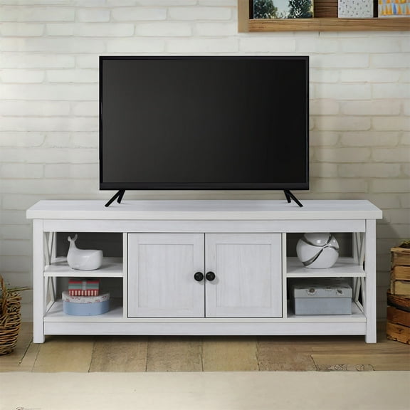 59.06 in. Ivory Wood TV Stand with 1 Storage Cabinets Fits TV's up to 65 in.