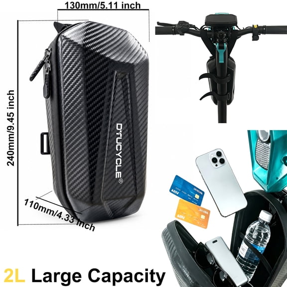 2026New ,2L Waterproof EVA Hard Shell Electric Scooter Front Bag, Reflective Handlebar Storage Bag,24h Quickly Shipping