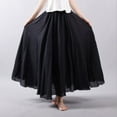 thumbnail image 3 of sunsanly Women Casual Maxi Skirt Elastic Waist Solid Color Long Skirt Ethnic Style Large Flowy Hem A-Line Skirt Streetwear, 3 of 8