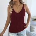 thumbnail image 3 of Felirenzacia Women's V Neck Crocheted Knitted Tank Top， Casual Boho Summer Sleeveless Top,Wine,S, 3 of 8