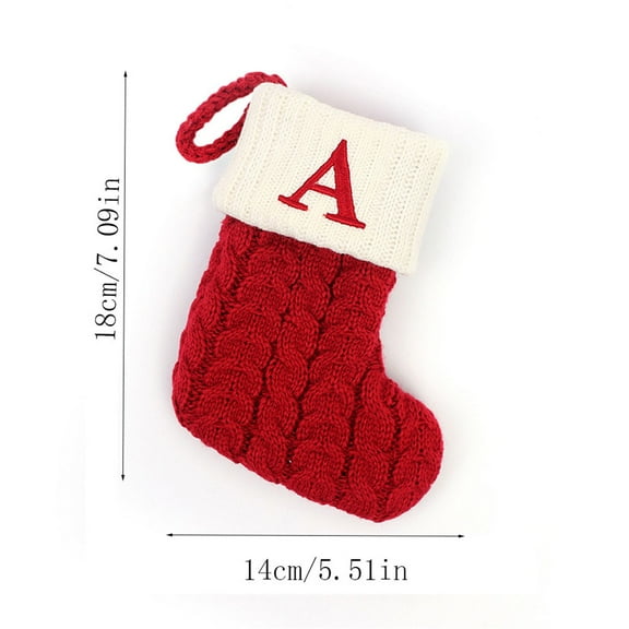 Beautynvta Christmas Stockings with Initials, 7'' Small Embroidered Letter Knit Christmas Stocking, Holiday and Family Stocking for Fireplace or Party Decoration, (A)