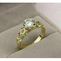 2 Ct Round Cut Simulated Diamond Engagement Wedding Ring 14K Yellow Gold Plated