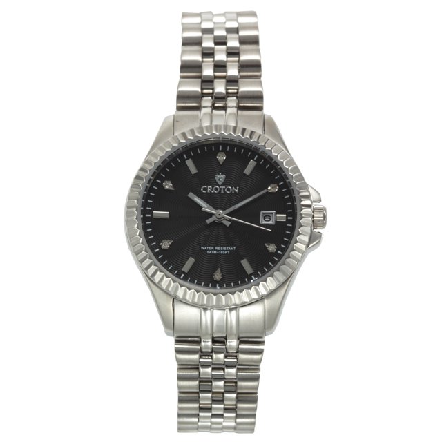 Reloj Croton para mujer de acero inoxidable plateado con marcador de diamantes CROTON CO CN207528SSBK
