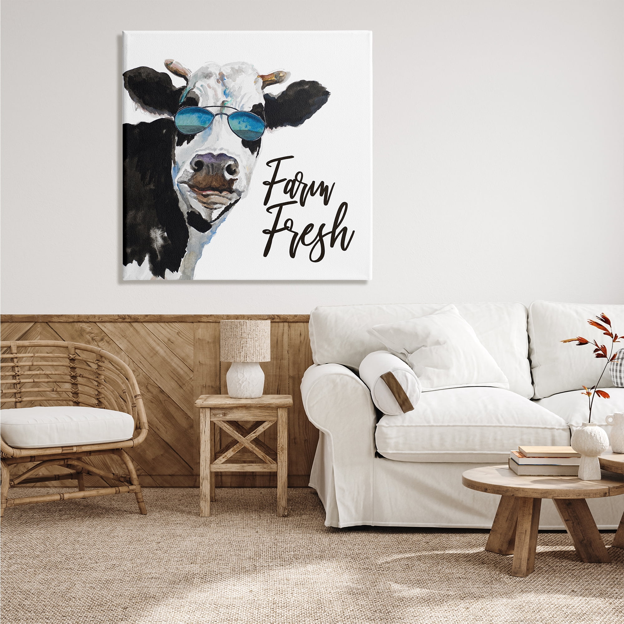 Stupell Industries Farm Fresh Funny Dairy Cow Phrase Aviator Shades, 36 x 36, Design by Patricia Pinto