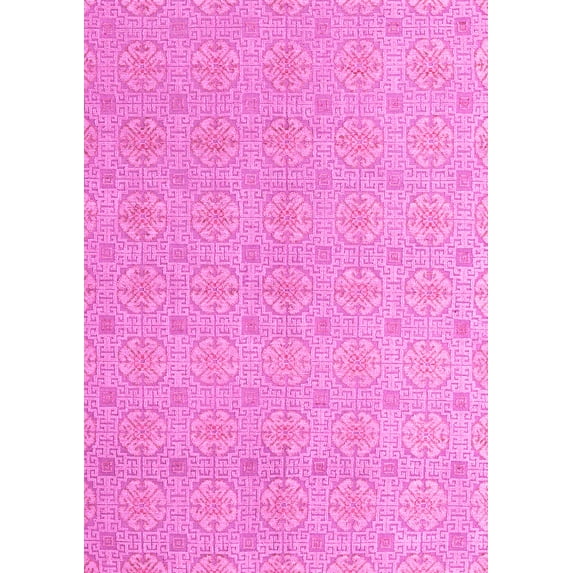 Ahgly Company Indoor Rectangle Abstract Pink Modern Area Rugs, 7' x 10'