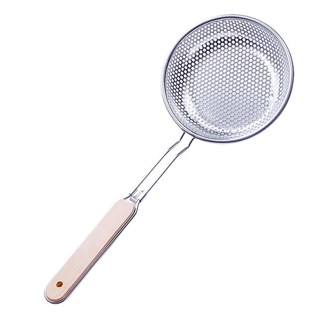 Bewildely Colador, colador, fideos, espátula para cocinar, Pasta, aceite, cuchara, colador, herramienta de cocina, mango de madera, acero inoxidable, Cocina y Comedor 18 # Bewildely HA000750-03