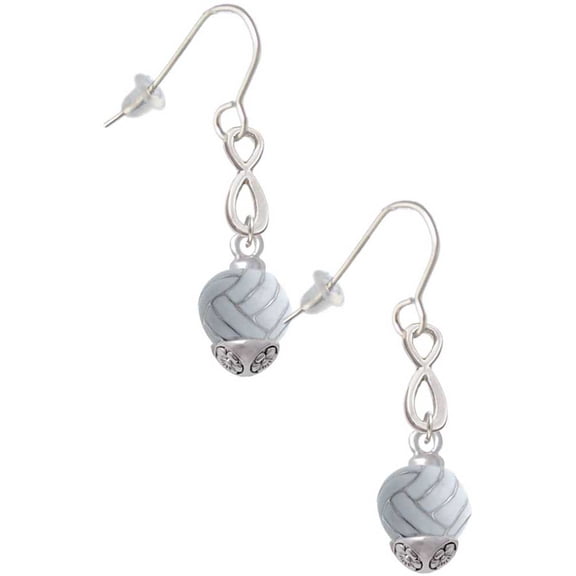Delight Jewelry Silvertone 3-D Enamel Volleyball Spinner Silver tone Infinity French Earrings