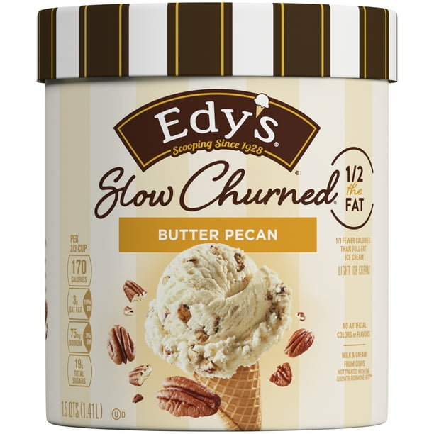 Edy's/Dreyer's Slow Churned Butter Pecan Light Ice Cream, Tub, 48 Oz