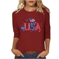 thumbnail image 2 of Zivyakyron Everyday T-Shirts Womens Independence Day Summer Patriotic Lady Tops 3/4 Sleeve Loose Casual Clothes, 2 of 5