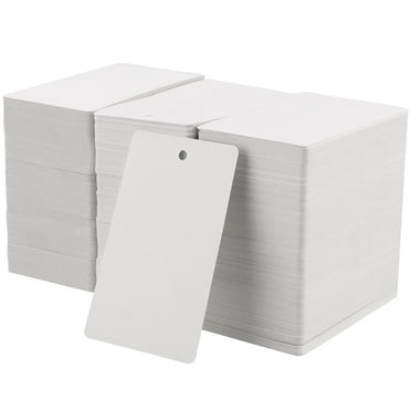 SEUNMUK 2400 Pcs 1.7 x 2.9 inch White Merchandise Tags, White Plastic Shipping Tags with Hole, Cardstock Paper Tags for Pricing, Tagging