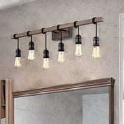 The Lighting Store Betisa 6-light Antique Black and Faux Wood Grain Finish Wall Sconce