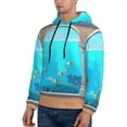 thumbnail image 3 of Rateoe Underwater Aquarium Arches Pattern Mens Hoodie, Pullover Hooded Sweatshirt, Kangaroo Pocket Hoodie Ideal for Daily Wear, Travel and Home-Small, 3 of 7