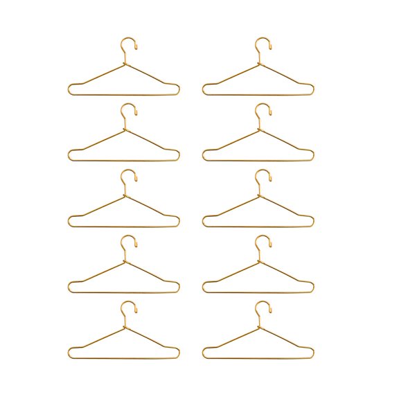 Etereauty 10 Pcs 1 Bag Hanger Hooks Clothes Hangers Carbon Steel Coat Hangers (Golden)