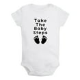 thumbnail image 2 of iDzn Take The Baby Steps Funny Rompers For Babies, Newborn Baby Unisex Bodysuits, Infant Jumpsuits, Toddler 0-24 Months Kids One-Piece Oufits, 2 of 5