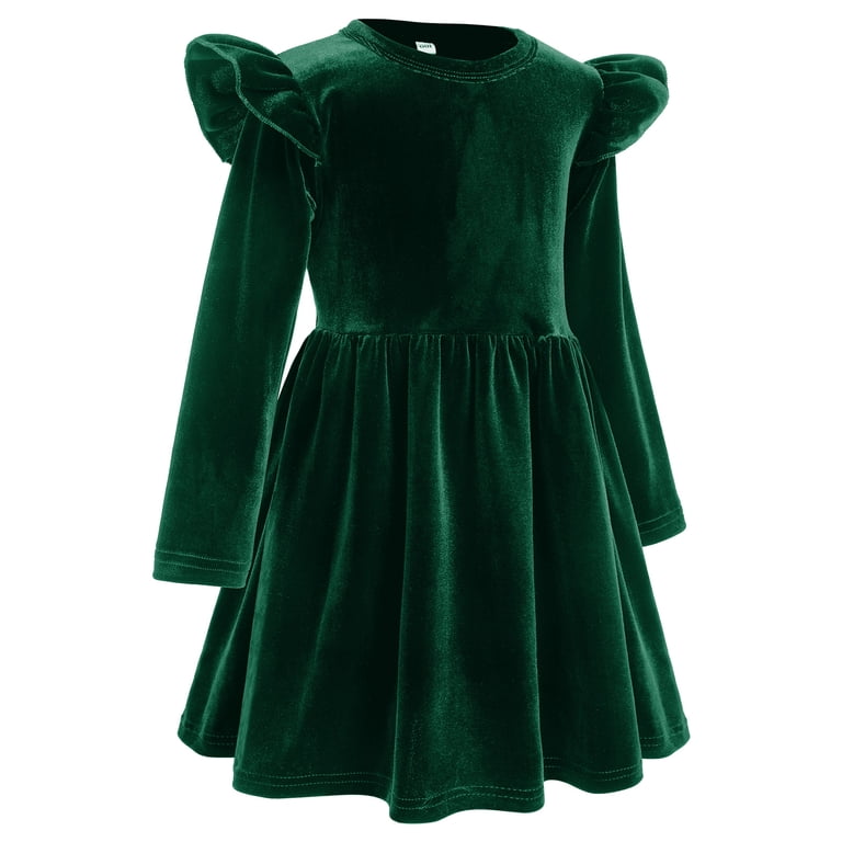 green velvet dress 12 18 months Ibtom Castle Toddler Baby Girls Velvet Tutu Dress Pageant Party Gown Kids Fall Winter Ruffle Long Sleeve Princess Christmas Birthday Party Wedding