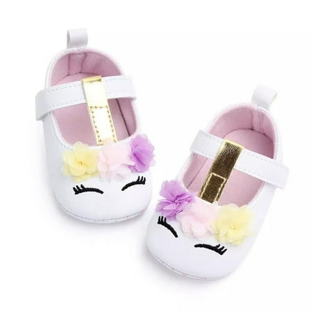 Baby Girl's White Unicorn Ballerina Flats 6-12M