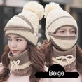 thumbnail image 4 of 3Pcs/Set Womens Knitted Hat, Winter Plush Warm Face Cover Hat Scarf Set, 4 of 8