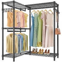 VIPEK L4 Garment Rack L Shaped Clothes Rack for Corner, Freestanding Portable Wardrobe Closet Heavy Duty Clothing Rack, Black