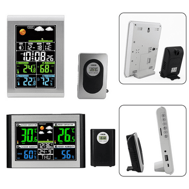 Weather Station with Atomic Clock Indoor Outdoor Thermometer Wireless, Humidity and Temperature Monitor Barometer Hygrometer with High Precision Sensor White