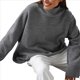 thumbnail image 3 of Suéter de Mujer, Jersey de Punto Grueso de Larga con Dobladillo Alto y Bajo, Jersey Básico de Moda para Otoño e Invierno Gris L, 3 of 10