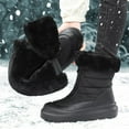 thumbnail image 5 of XIMIN Women's Winter Comfy Warm Plush Collar Waterproof Mid Calf Snow Boots Orthopedic Ankle Booties with Front Zipper Non-slip Outdoor Hiking High Booties, 5 of 9