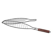 Barbeque Non Stick Fish Grill with Wood Handle BBQ 15 x 5.5 Inch