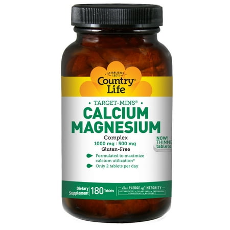 Country Life Vitamins Cal-Mag 1000mg/500mg Tablets, 180 Ct