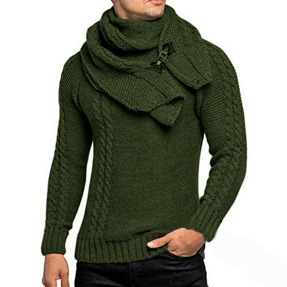 Ahabrexf Sweaters for Men, Shawl Collar Pullover Casual Slim Button Textured Knit Winter Sweater